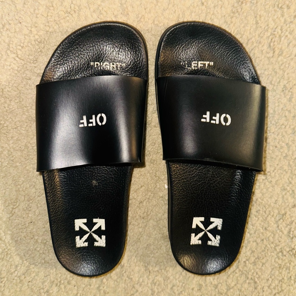 OFF WHITE pool slides (fairly worn)